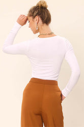 Idem Ditto Front Cut Out Long Sleeve Knit Top - Trendy Women's Fashion